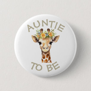 Auntie to be Baby Shower Button Wild One Zoo