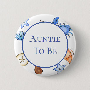 Auntie To Be Baby Shower in Beach Theme Button