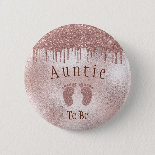 Auntie To Be Baby Shower Pink Girl Baby Feet Button