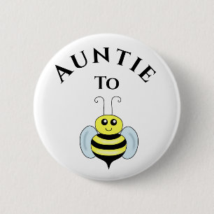 Auntie To Be Bee New Aunt Baby Shower Button