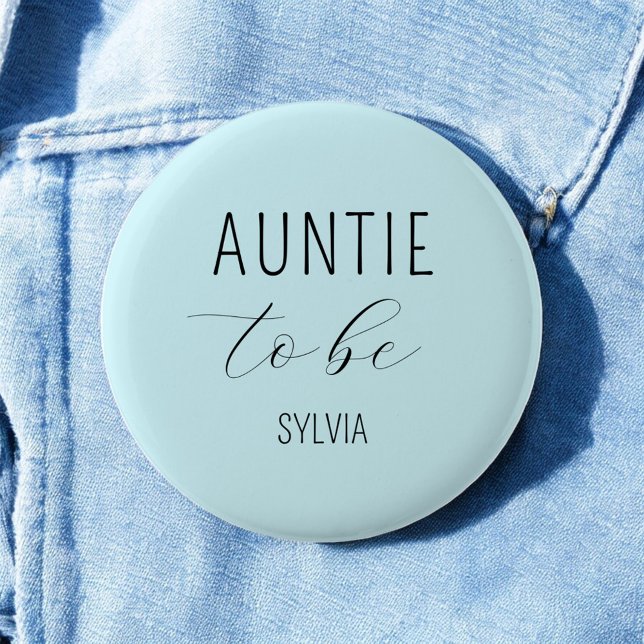 Auntie to Be Blue Baby Shower Button (Creator Uploaded)