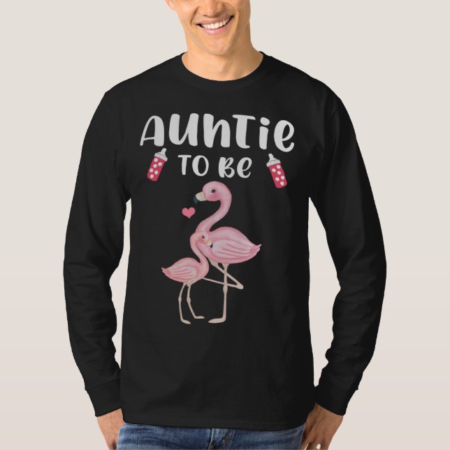 Auntie To Be Flamingo Baby Shower For Girl T-Shirt (Front)