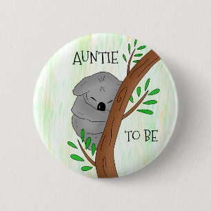 Auntie To Be Koala Baby Shower Button