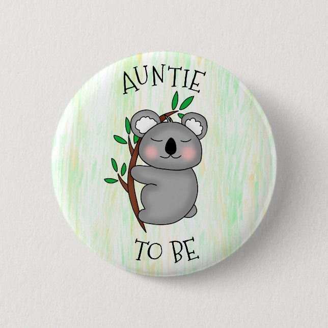 Auntie To Be | Koala themed Baby Shower Button (Front)