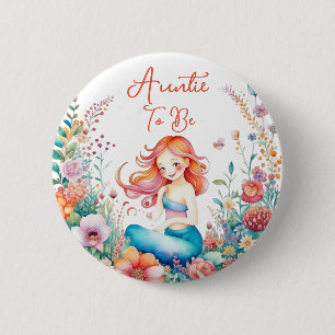 Auntie To Be Mermaid Baby Shower  Button