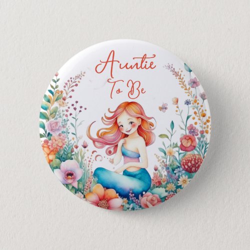 Auntie To Be Mermaid Baby Shower  Button