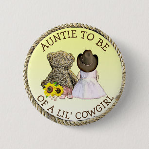 Auntie to be of a Lil' Cowgirl Baby Shower    Button