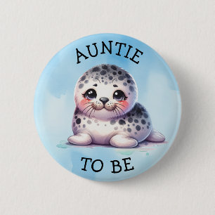 Auntie to be   Polar Arctic Winter Baby Shower Button