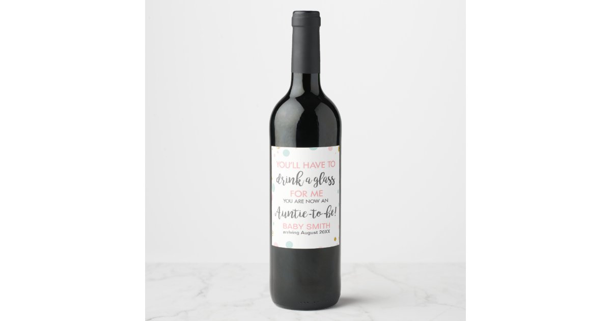 Auntie to be Pregnancy reveal Baby announcement Wine Label ...