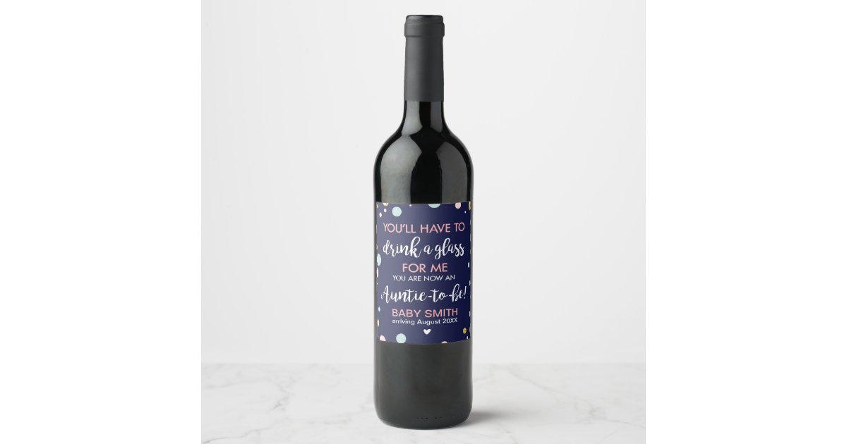 auntie to be pregnancy reveal baby announcement wine label funny birth announcement cards