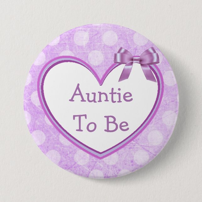 Auntie to be Purple Baby Shower Button (Front)