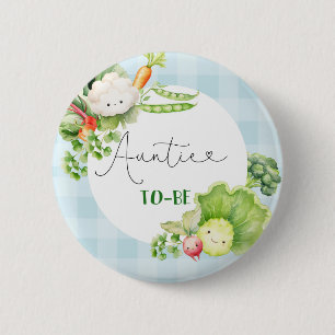 Auntie to be vegetables blue locally grown baby button