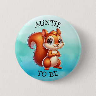 Auntie To Be   Woodland Creatures Baby Shower Button
