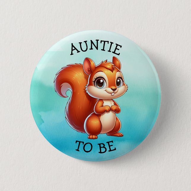 Auntie To Be | Woodland Creatures Baby Shower Button (Front)