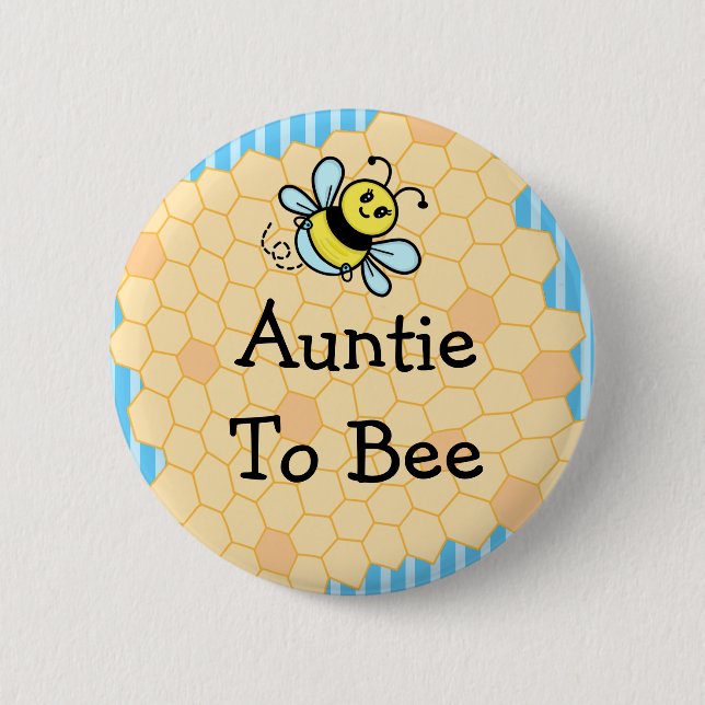 Auntie To Bee, Baby Shower Button (Front)