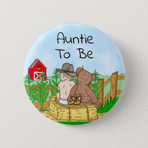 Auntie to Boys Baby Shower  Button