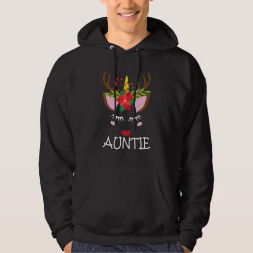 Auntie Unicorn Face Reindeer Flower  Christmas Fam Hoodie