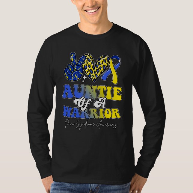 Auntie Warrior Down Syndrome Awareness Family T-Shirt (Front)