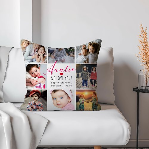 Auntie We Love You Photo Collage Throw Pillow