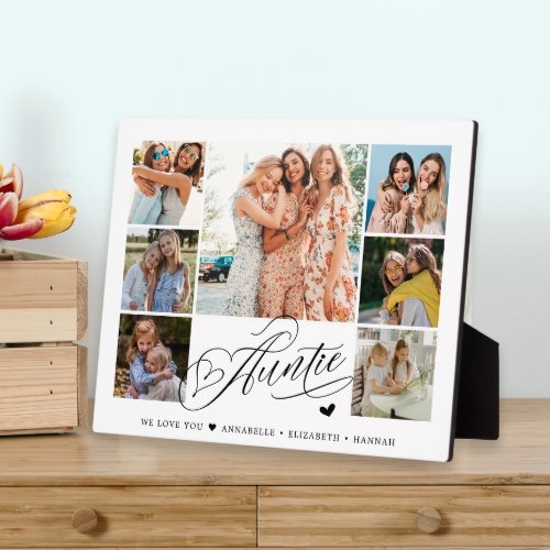 Auntie We Love You Photo Collage Typography Plaque