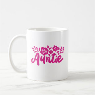 "Auntie" with flowers, custom color Coffee Mug
