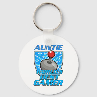 Auntie World's best gamer retro logo Keychain