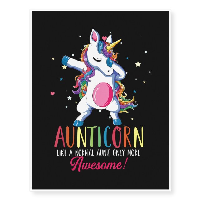 auntiecorn like an aunt only awesome dabbing unico temporary tattoos (Front)