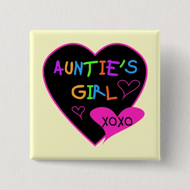 Aunties Girl t shirts, mugs, hats, and more Button (Front)