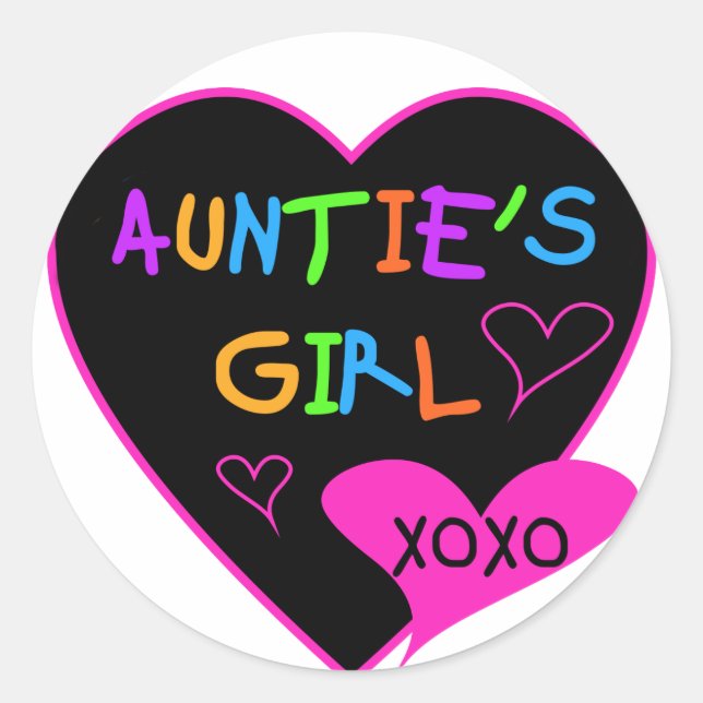 Aunties Girl t shirts, mugs, hats, and more Classic Round Sticker (Front)