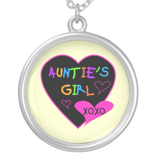 Aunties Girl t shirts, mugs, hats, and more Silver Plated Necklace