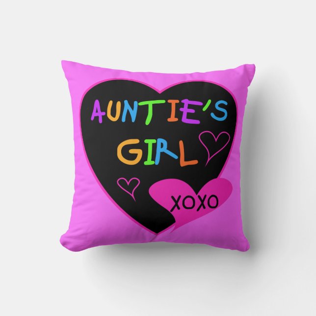 Aunties Girl t shirts, mugs, hats, and more Throw Pillow (Front)