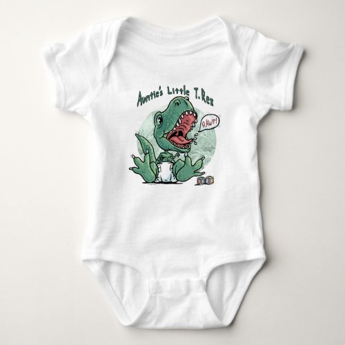 Aunties Little T Rex by Mudge Studios Baby Bodysuit