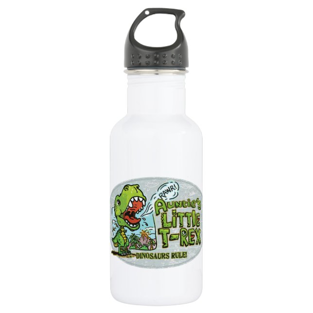 Auntie's Little T Rex Oval Water Bottle (Front)
