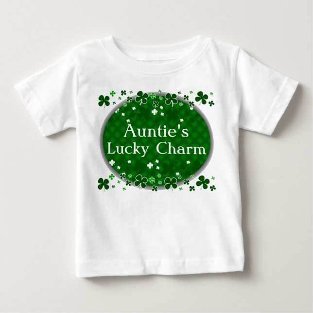Auntie's Lucky Charm, St. Patrick's Day Baby Baby T-Shirt (Front)