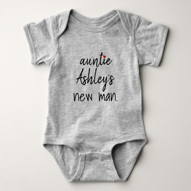 auntie's new man personalized baby bodysuit (Front)