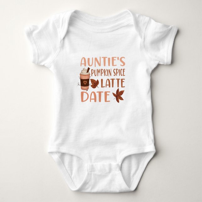 Aunties Pumpkin Spice Latte Date, Aunt Baby Shower Baby Bodysuit (Front)