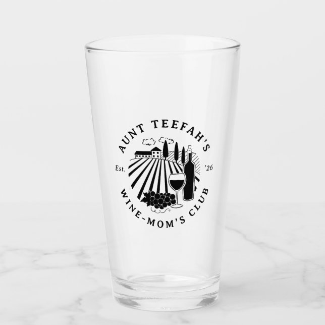 Auntie's Wine Club For Moms T-Shirt - Black Glass (Front)