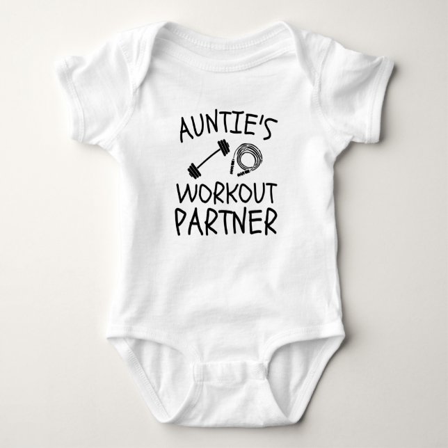 Auntie's Workout Partner Aunt Future Lifting Buddy Baby Bodysuit (Front)