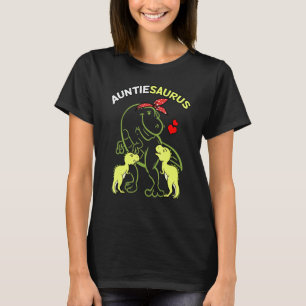 Auntiesaurus Auntie 2 Kids Dinosaur Aunt Uncles Da T-Shirt