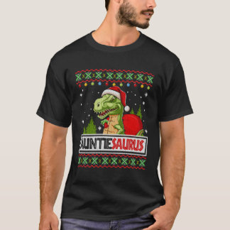 Auntiesaurus Funny Auntie Dinosaur Ugly Christmas  T-Shirt