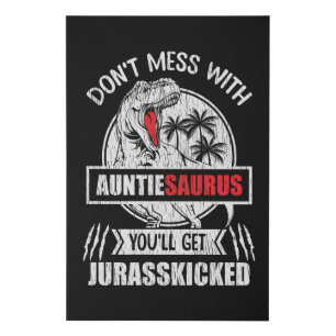 AuntieSaurus Funny Dinosaur Auntie Family Gift Faux Canvas Print