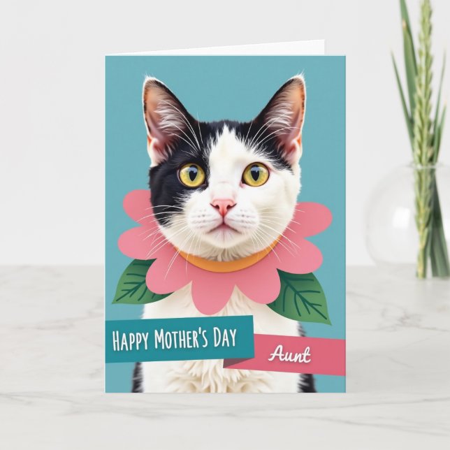 Aunts Black White Cat Card (Front)