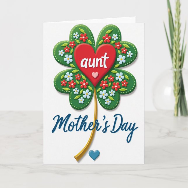 Aunts Clover Mothers Day Card (Front)