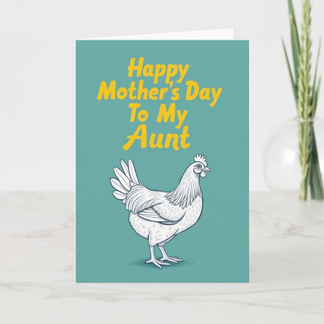 Aunts Teal Hen Mothers Day Card (Front)