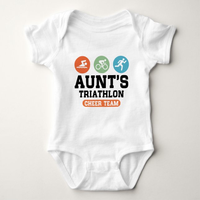 Aunt's Triathlon Cheer Team Baby Bodysuit (Front)
