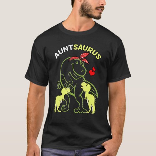 Auntsaurus Aunty 2 Kids Dinosaur Aunt Uncles Day T_Shirt