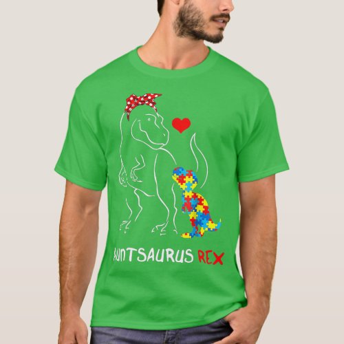 Auntsaurus Dinosaur  Rex Aunt Saurus Autism Awaren T_Shirt