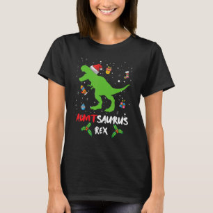 Auntsaurus Dinosaur Santa Christmas Matching Famil T-Shirt