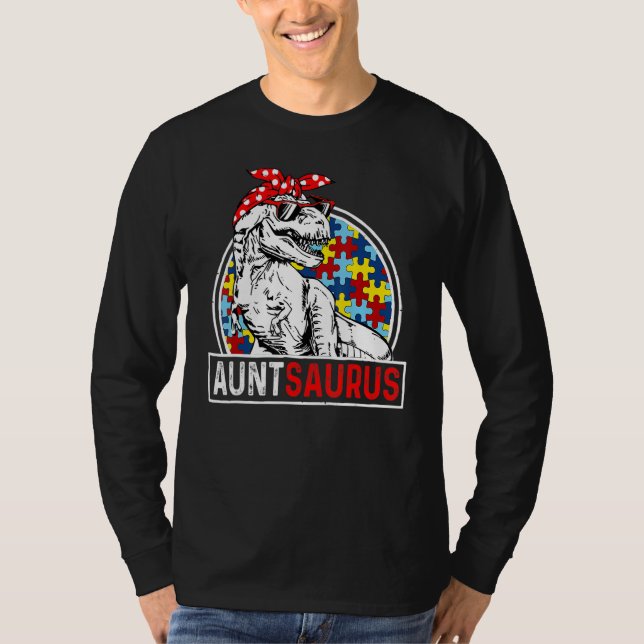 Auntsaurus Rex Dinosaur Autism Aunt Saurus Family  T-Shirt (Front)