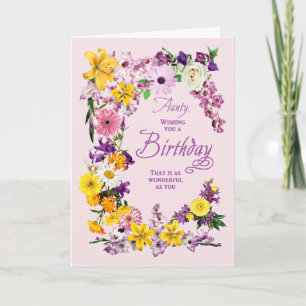 Aunty Birthday Flower Frame Card